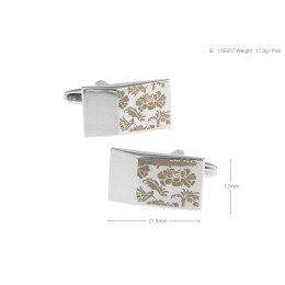 Mansetinööbid - nurgelised, lille graveering